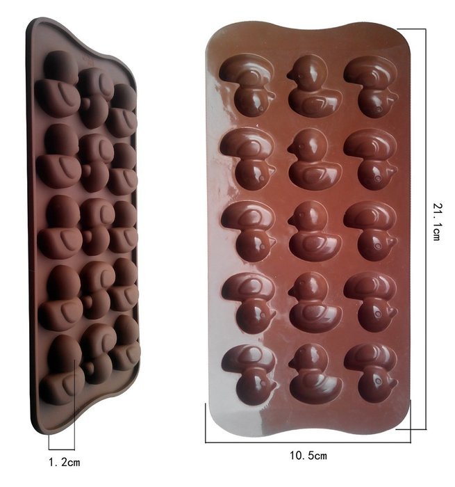 C-Pioneer Chocolate Mold 15 Ducks Shaped Ice cube Mold Silicone Cupcake Baking Cake Pan N7