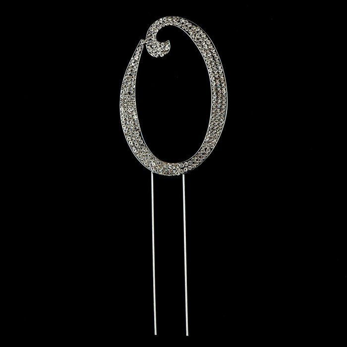 Number 7 Cake Topper, Birthday or Anniversary Party Decoration, Rhinestone Metal Top (7) N40