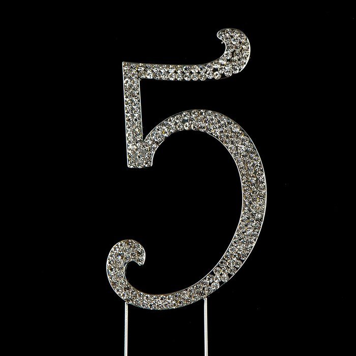 Number 7 Cake Topper, Birthday or Anniversary Party Decoration, Rhinestone Metal Top (7) N42