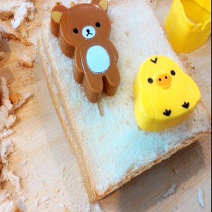 Witkey 2 Pcs Set Bento Accessories Chick Little Bear Shape DIY Rice Ball Mould Sushi Mold Sandwich Bread Mold N4