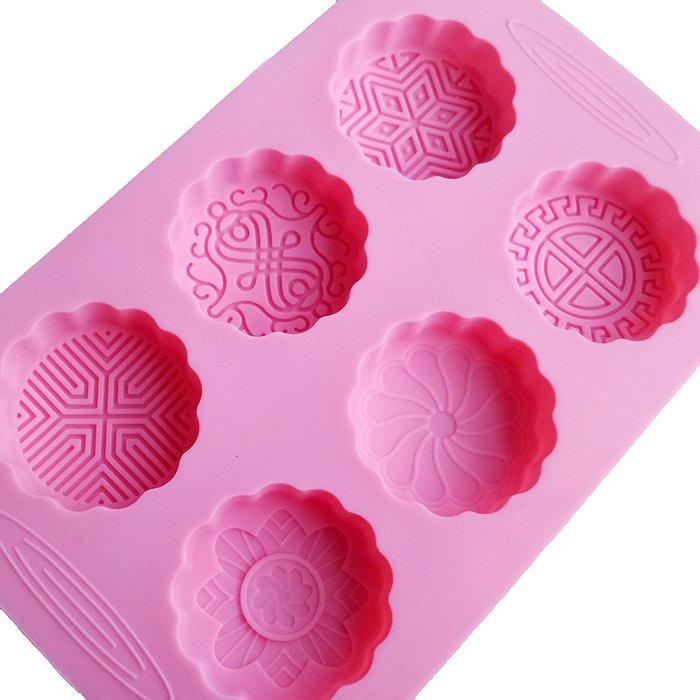 Yunko 6 Cavity Mooncake Silicone Chocolate Muffin Cupcake Soap Mold Pan Round and Square (Sunflowers) N7