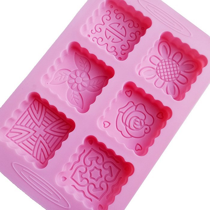Yunko 6 Cavity Mooncake Silicone Chocolate Muffin Cupcake Soap Mold Pan Round and Square (Sunflowers) N8
