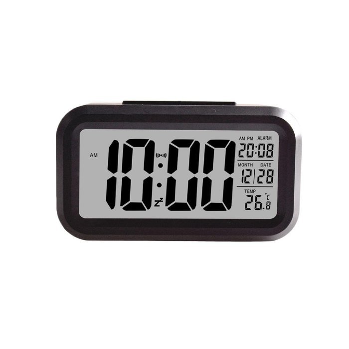 ABC&reg; Smart Simple Silent LED Alarm Clock Date Display Repeating Snooze Sensor Night Light