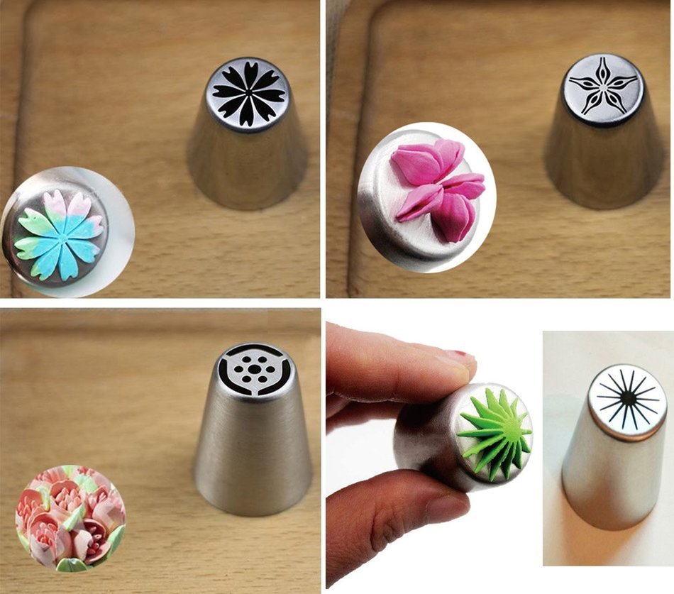 Make Flowers In Seconds! Russian Icing Piping Tips Cake Pastry Decorating Nozzle Kit (10 PCS)+1 Coupler