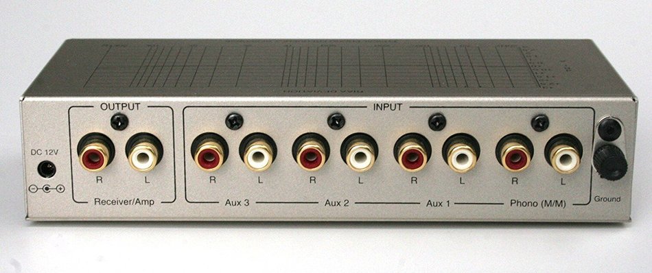 TCC TC-754 RIAA SILVER Phono Preamp With Three Switchable Aux Inputs; includes optional PREMIUM HIGH POWER AC...