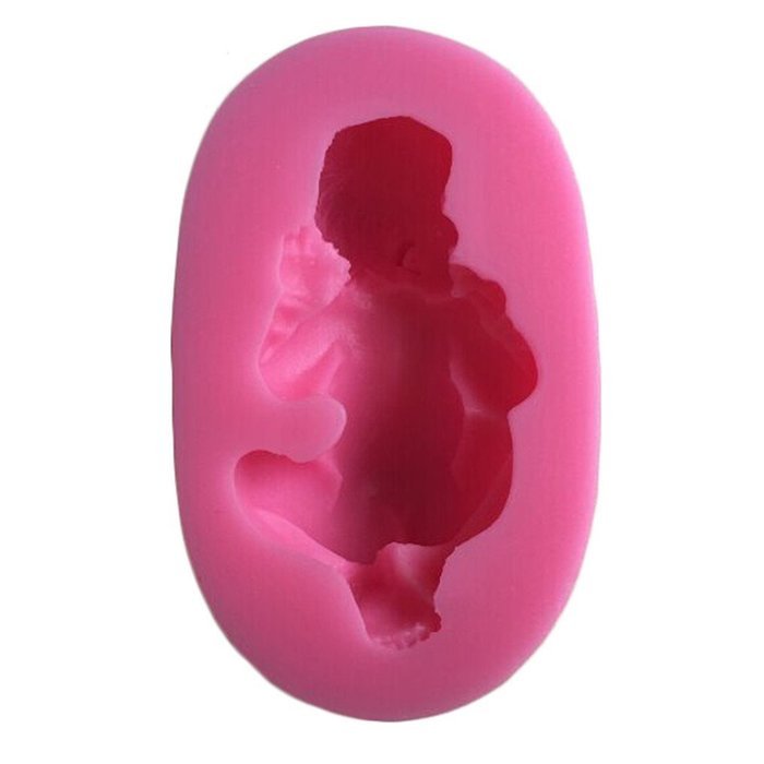FLY 2PCS Sleeping Baby And Angel Wing Types Silicone Cake Mold,Pink N6