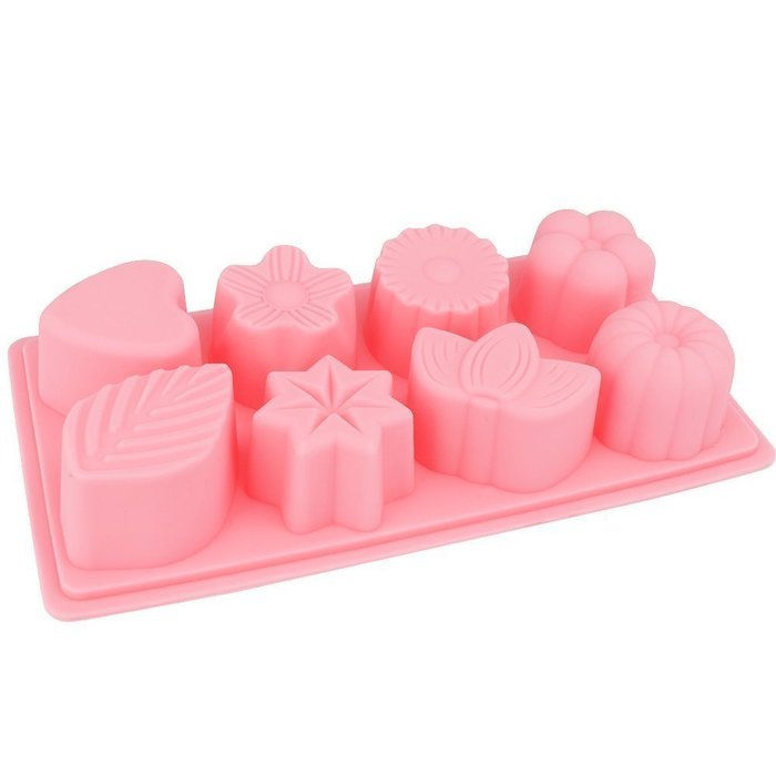 Generic Floral Leaf Silicone Cake Soap Decoration Mold 8 Cavity Pink