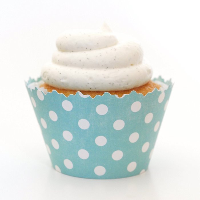 Teal Blue Polkadots Cupcake Wrappers - Set of 12 - Use Wraps on Cupcakes As Centerpieces or on Pedestals