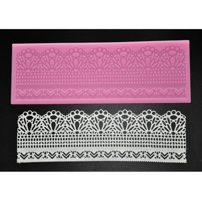 FOUR-C Cake Supplies Lace Decoration Mat Lace Cake Mold for Sugar Decorating Color Pink N3
