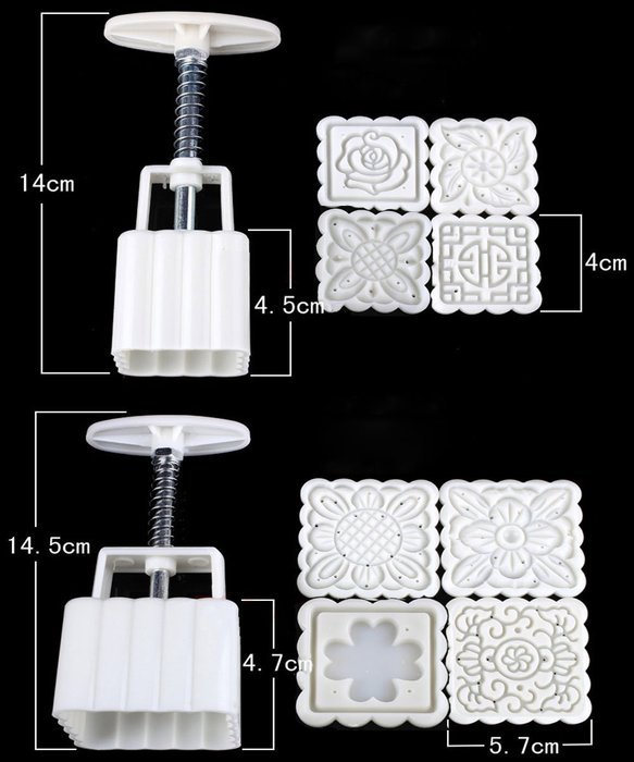 Lucky Gourd Mid Autumn Festival DIY Mooncake Mold- 16 Pcs Mode Pattern for 4 Sets, 50g / 100g (White) N4