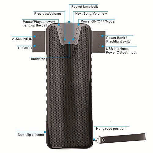 Jumphigh Outdoor Water Resistant Shockproof Portable Stereo Power Bank 10 Watt Bluetooth Speaker , Bluetooth V3.0... N2