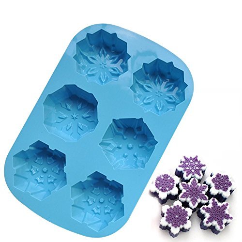 YIJIA 6 Cavity Snowflakes Silicone Non Stick Cake Bread Mold Chocolate Jelly Candy Baking Mould N2