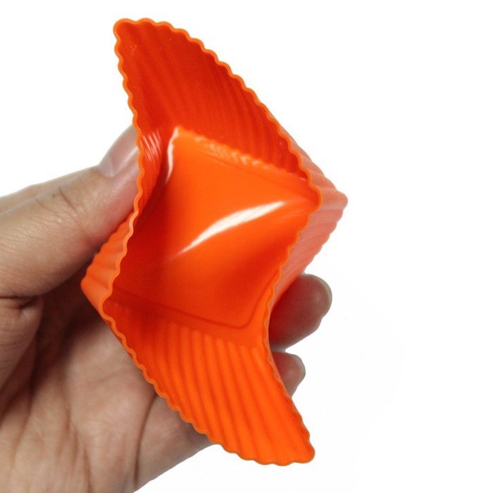Trustworthy Buy 12-pack Reusable Silicone Square Baking Cups / Cupcake Liners - Orange N4