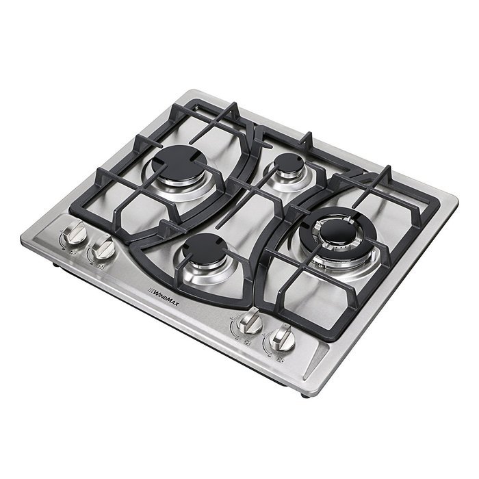 Windmax 23" Curve Stainless Steel 4 Burner Stove NG/LPG Hob Cooktops Cooker N5