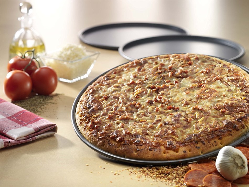 USA Pan Bakeware Aluminized Steel 14 x 1.5 Inch Deep Dish Hard Anodized Pizza Pan