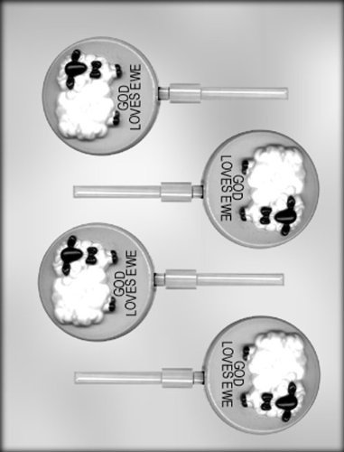 CK Products 2-1/2-Inch Sheep on Circle with "God Loves Ewe" Chocolate Mold