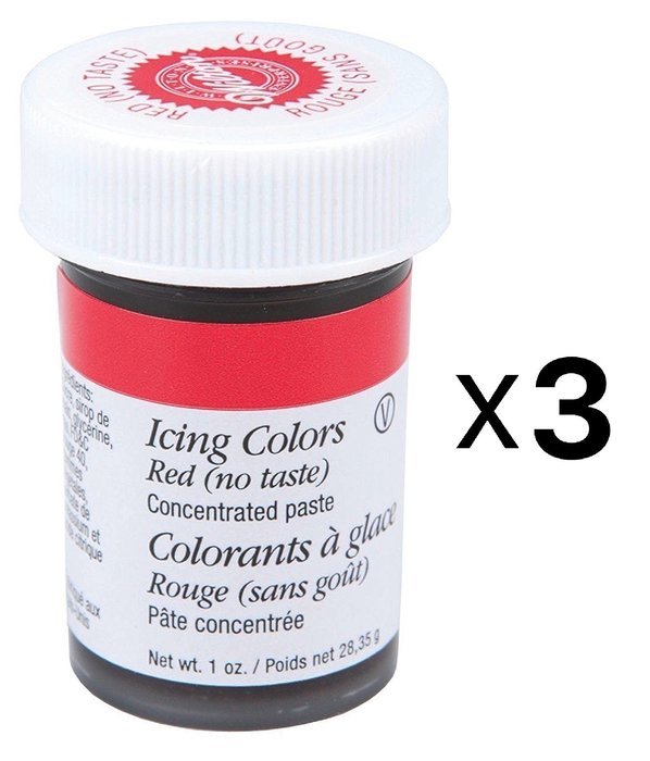 Wilton Red Food Coloring Concentrated Paste 1 Ounce Icing/Cakes/Dough's (3-Pack)