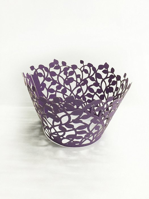 HUAL Cupcake Wrappers 50 Filigree Artistic Bake Cake Paper Cups Small leaves Lace Laser Cut Liner Baking Cup Muffin... N7
