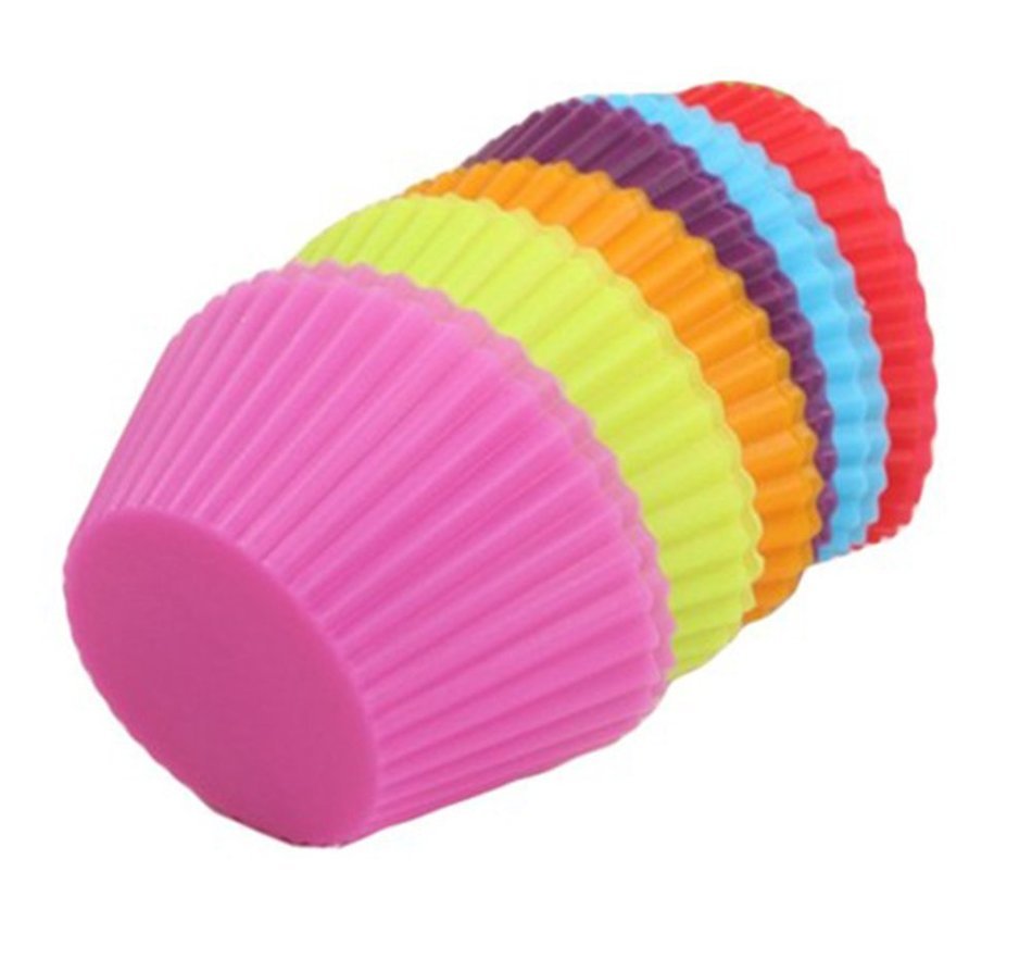 Silicone Cup Cake moulds in Assorted Colors (12 piece sets) for baking amazing medium sized cupcakes. 12pcs per... N8