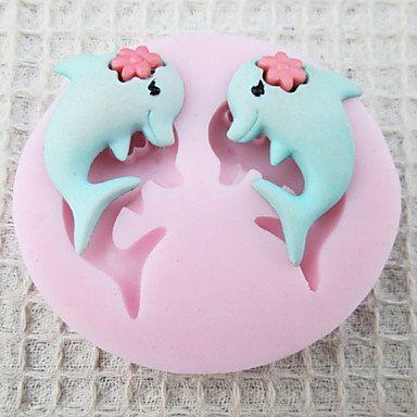 Sher A Pair of Dolphin Silicone Mold Fondant Molds Sugar Craft Tools Chocolate Mould For Cakes