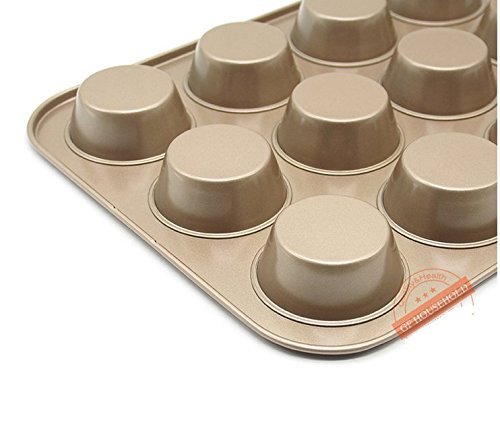 Astra shop Preferred Non-stick 12-Cup Muffin Pan Cupcake Baking Tray, Champagne Gold N4