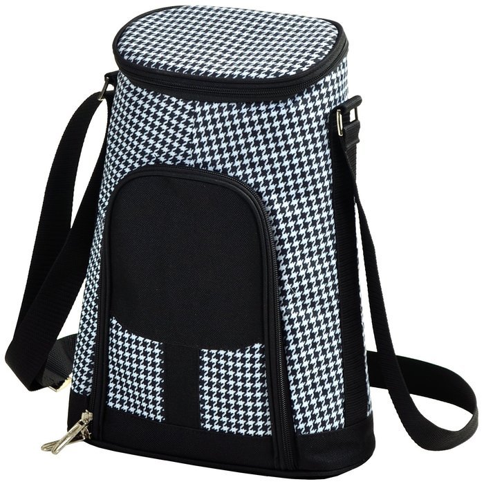 Picnic at Ascot Stylish 2 Bottle Insulated Wine Tote Bag with Cheese Board, Knife and Corkscrew - Trellis Blue N19