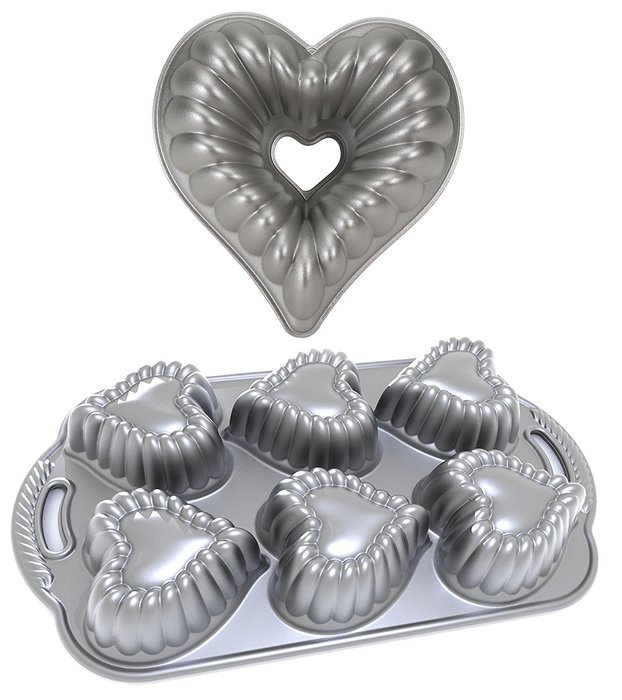 Heart Bundt and Cupcake Muffin Pan Set, Cast Aluminium by Nordic Ware N3