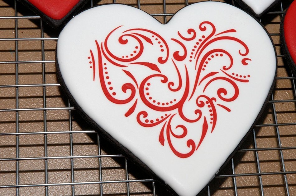 Designer Stencils C351 Contemporary Hearts Cookie Stencils, Beige/Semi-Transparent N5