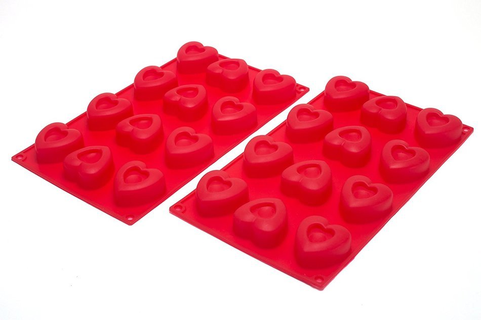 Tosnail 12-Cavity Silicone Mini Valentine Heart Muffin, Brownie, Cornbread, Cheesecake, Pudding, Jello Shot and... N2