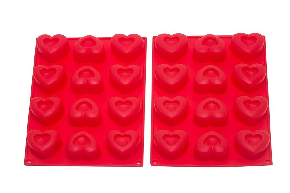 Tosnail 12-Cavity Silicone Mini Valentine Heart Muffin, Brownie, Cornbread, Cheesecake, Pudding, Jello Shot and... N4