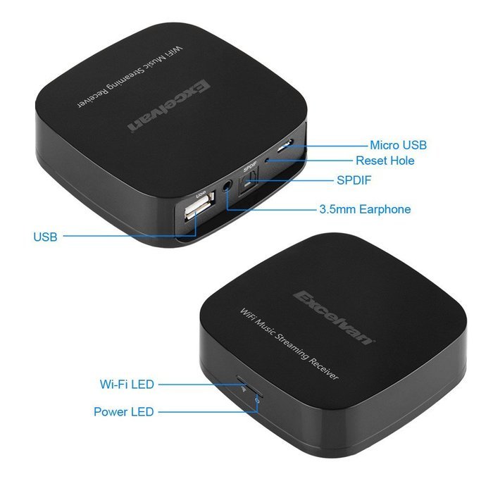 Excelvan M1 WIFI Audio HIFI Music Streaming Receiver Adapter Dongle For Home Stereo Portable Speakers From IOS... N5