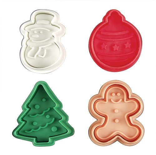 Fox Run Brands 67057 4-Piece Christmas Fondant Plunger Cutter Set