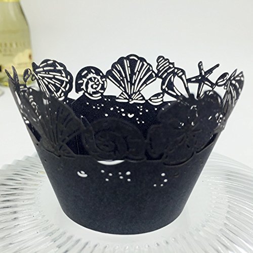 CozyT 50 PACK Roses Cupcake Wrappers Artistic Bake Cake Paper Cups Vine Lace Laser Cut Liner Baking Cup Muffin... N10