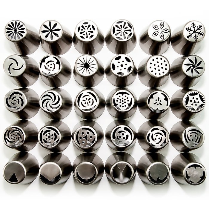 Russian Piping Tips Set - Cake Decorating Kit - Professional Tri Color Coupler And Reusable Silicone Pastry Bag... N5