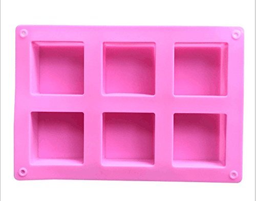 Drhob 1pc Mini 6 square grid Silicone Mold for Soap, Bread, Loaf, Muffin, Brownie, Cornbread, Cheesecake, Pudding... N2