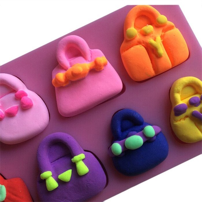FLY Many Shapes Of Handbag 3D Silicone Cake Molds Cooking Bakware Tools,Pink N6