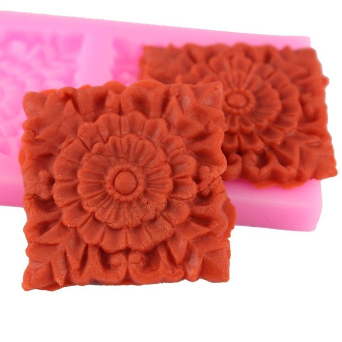 Mujiang Square Flower Silicone Cake Clay Sugar Candy Chocolate Fondant Molds