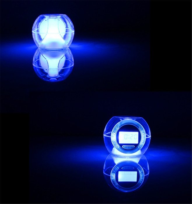 Surborder Shop Colorful Glowing 7 Led Colors Changing Digital Alarm Clock with Time & Date & Temperature Display N5