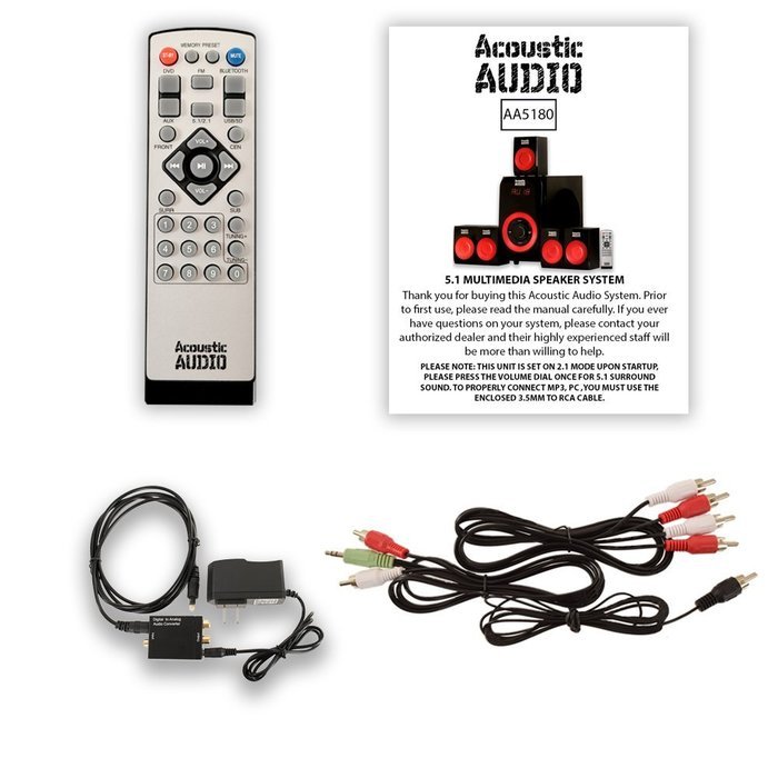 Acoustic Audio AA5180 Home Theater 5.1 Bluetooth Speaker System with FM and Optical Input