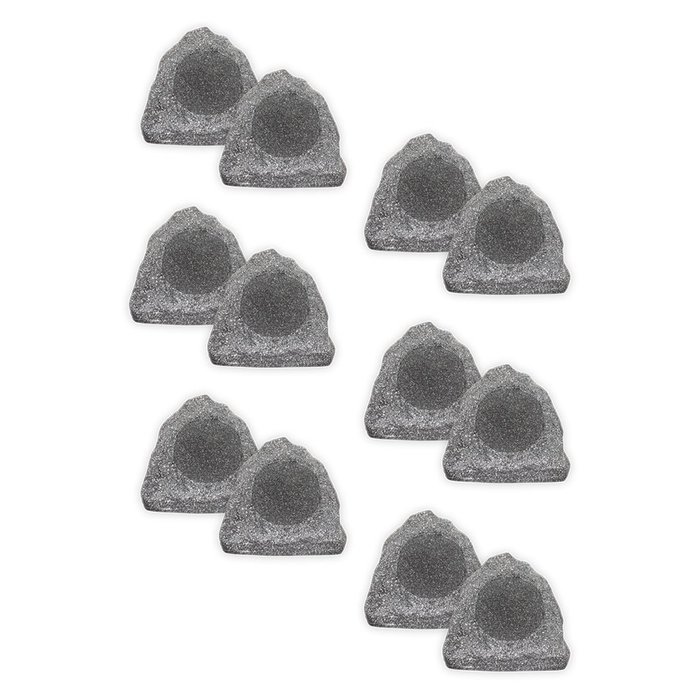 Theater Solutions 12R6G Outdoor Granite 6.5" Rock 12 Speaker Set for Deck Pool Spa Yard Garden