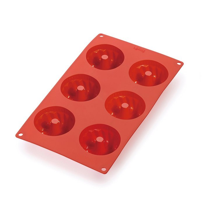 Lekue 6 Cavities Savarin Mini Multi Cavity Baking Mold, Red N2