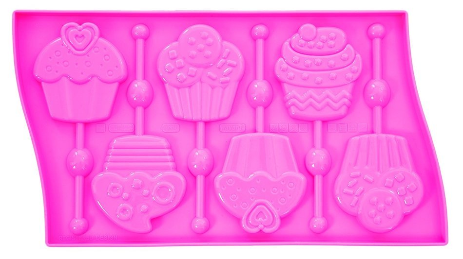 Pavoni LP01ROS Platinum Silicone Cupcakes Lollipop Mould, Pink