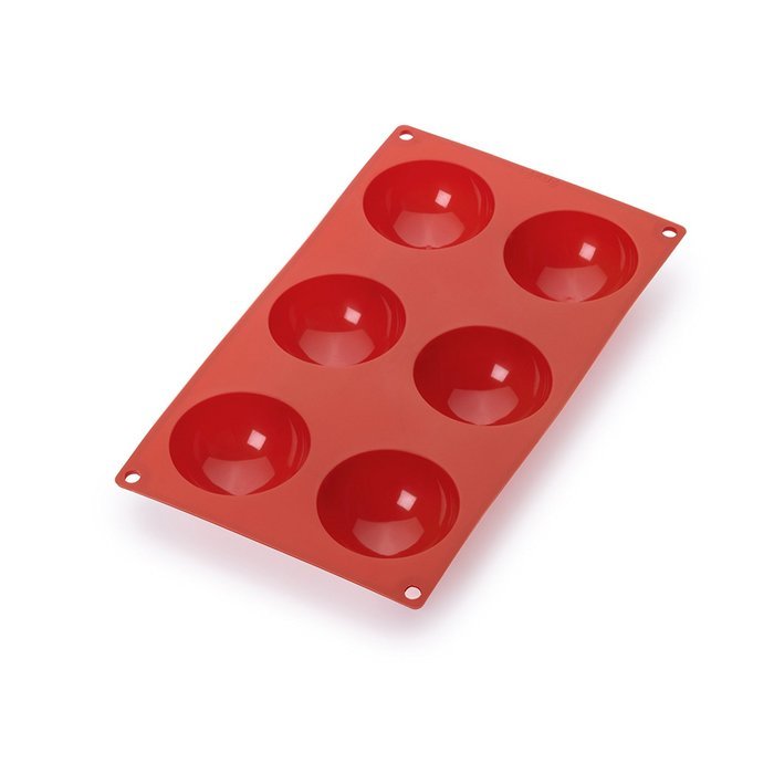 Lekue 6 Cavities Semi-Sphere Multi Cavity Baking Mold, Red N2