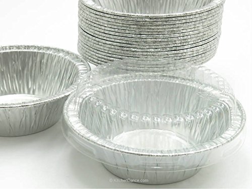 Disposable Aluminum 4" Deep Mini Pie/ Tart Pan with Clear Dome Lids 1152P (50) N2