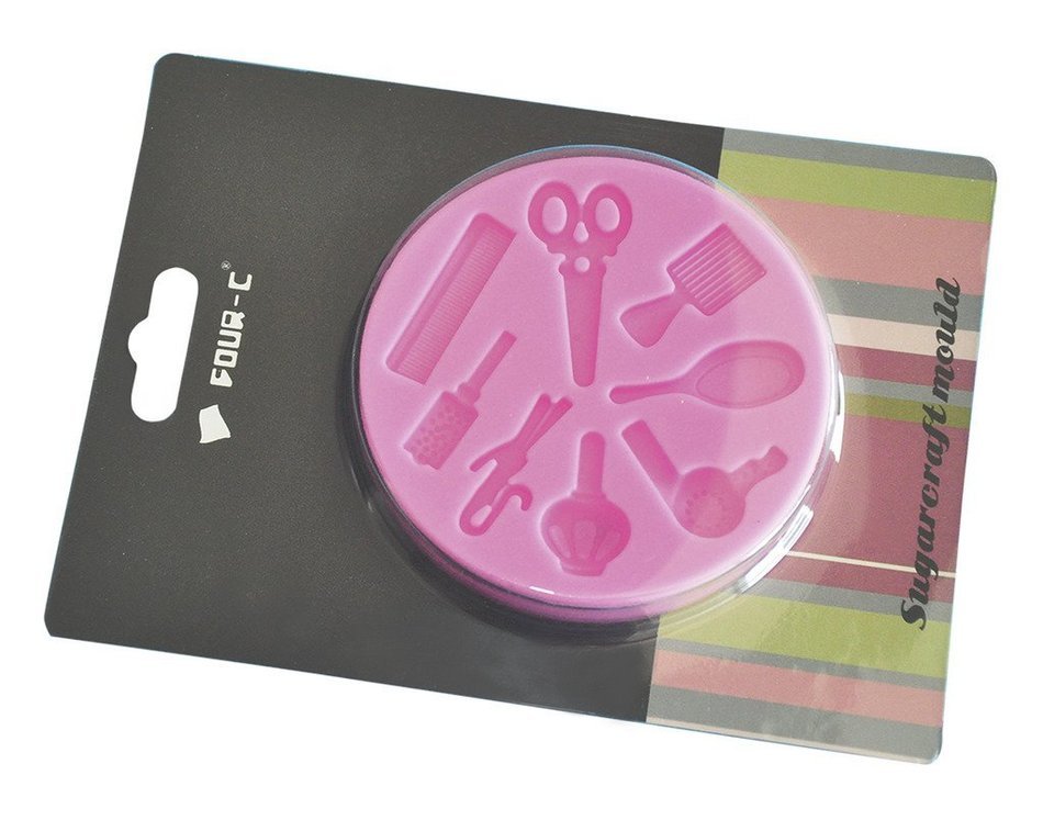 FOUR-C Sugarpaste Silicone Mold Cupcake Top Embossing Mould Color Pink N2
