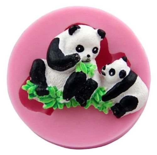 1Pcs Baking Mould Round Non Stick Cake Shapes Panda Bear and Cub Silicone Mold for Fondant, Gum Paste, Chocolate...