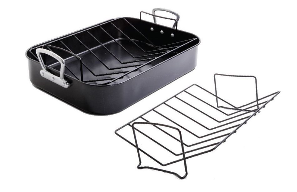 Gibson Home 89134.02 Broxton 2 Piece Non-Stick Turkey Roaster, Black N2