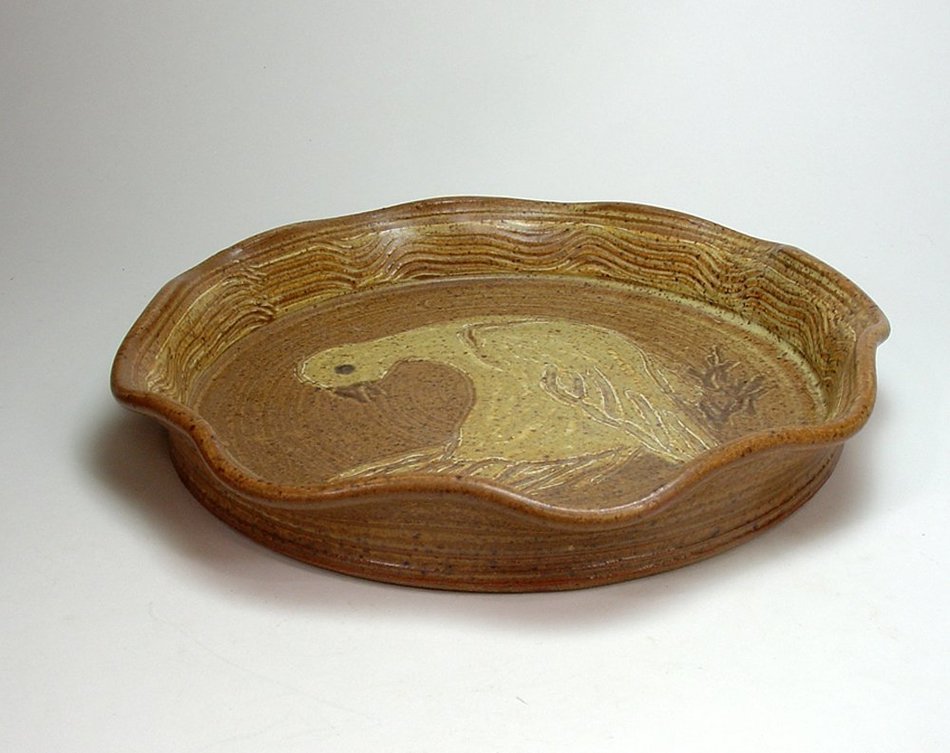 Stoneware Dove Pottery Pie Plate Ceramic Serving Baking Dish Tray