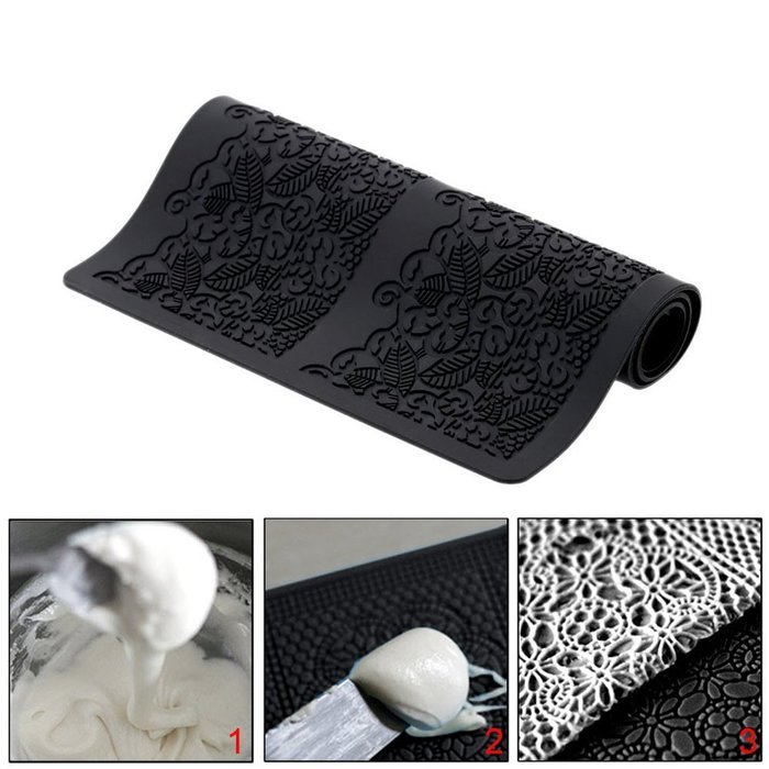 MuLuo Fondant Silicone Mat Silicone Cake Lace Mold with 3Flower Pattern N3