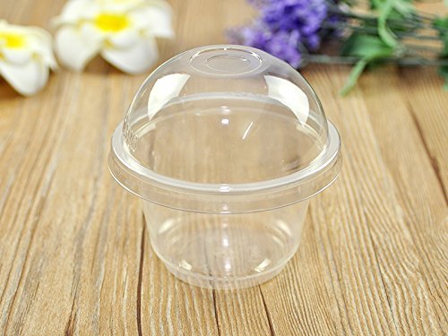 100 PCS Premium Decorative Fancy Plastic Pastry/Ice Cream Pod w/ Clear Dome Lid N3